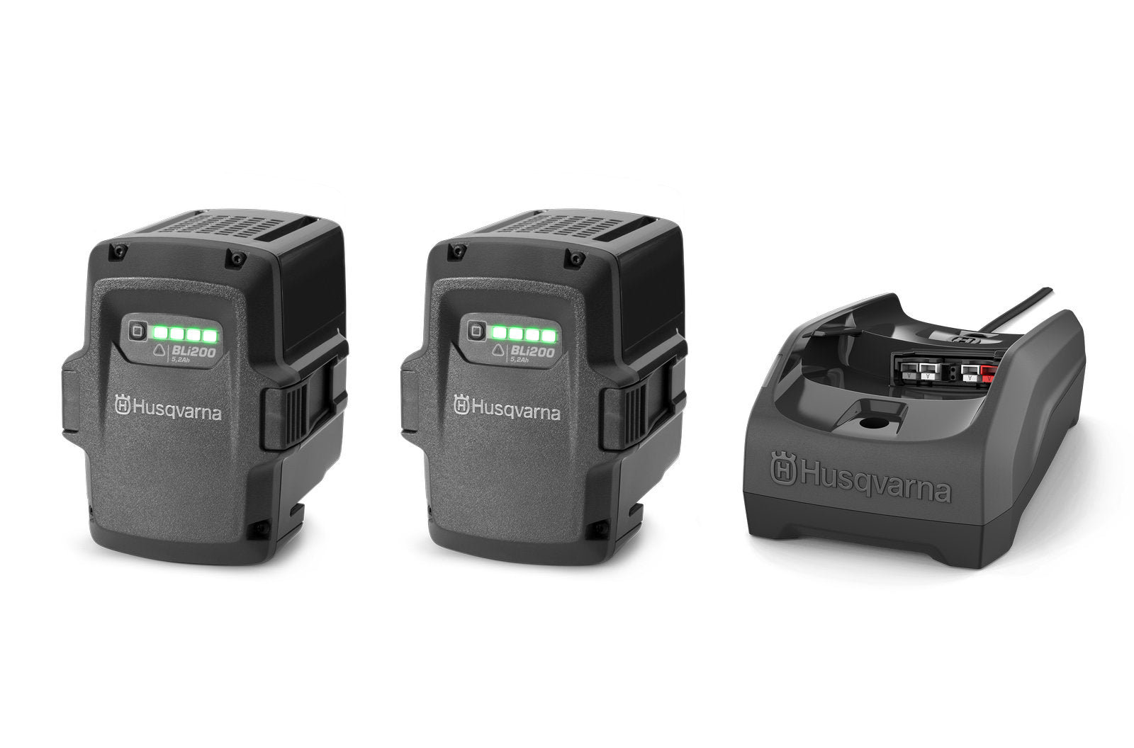 Husqvarna Power Starter Kit S – két 40-B140 akkumulátor és egy 40-C80 töltő dobozos készletben
