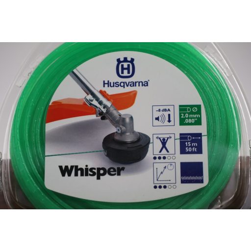 Husqvarna Whisper csendesített damil, Ø2,0mm/.080” 15m/50ft, zöld