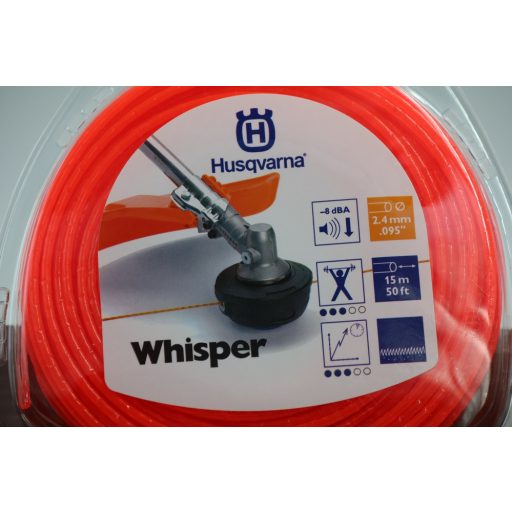 Husqvarna Whisper csendesített damil, Ø2,4mm/.095” 15m/50ft, narancs