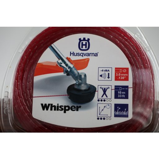 Husqvarna Whisper csendesített damil, Ø3,0mm/.120" 10m/33ft, piros