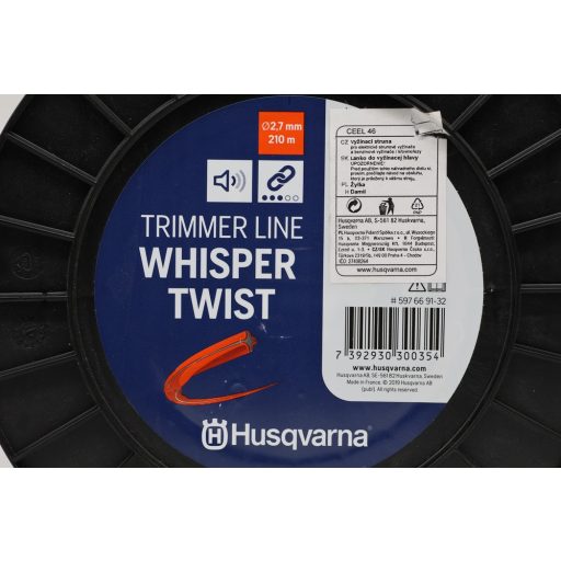 Husqvarna Whisper Twist csavart profilú damil, Ø2,7mmx210m
