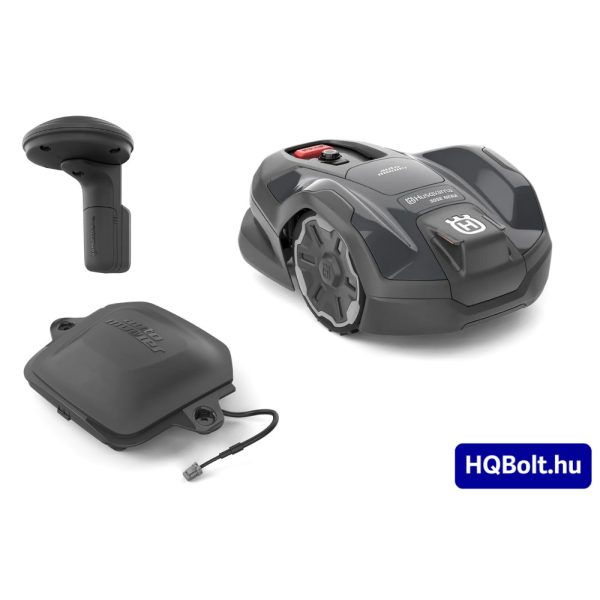 Husqvarna Automower 305 NERA, műholdas csomagban háttér nélkül, HQBolt logóval